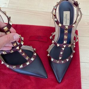 Valentino Rockstud Burgundy and Purple Heels